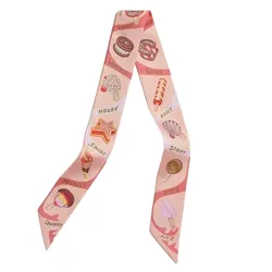 Khăn Lụa Nữ Hermès Funny Ice Cream Twilly Màu Hồng