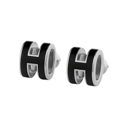 Khuyên Tai Nữ Hermès Mini Pop H Earrings Marron Glacé H608002FP03 Màu Đen