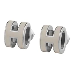 Khuyên Tai Nữ Hermès Mini Pop H Earrings Marron Glacé H608002FP55 Màu Nâu Bạc