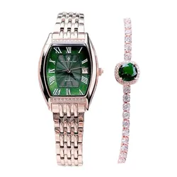 Set Đồng Hồ + Vòng Đeo Tay Nữ Christian Van Sant Green Dial Ladies Watch Màu Vàng Hồng D-DY,
