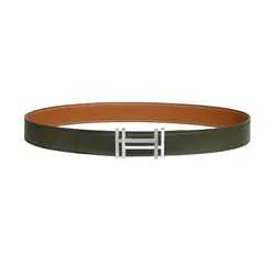 Thắt Lưng Nam Hermès H Au Carre Belt Buckle & Reversible Leather Strap 32mm Màu Xanh Nâu Size 85