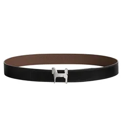 Thắt Lưng Nam Hermès Panache Belt Buckle & Reversible Leather Strap 32mm Màu Đen/ Chocolate Size 90