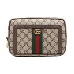 Túi Cầm Tay Gucci Ophidia Logo Print Clutch Bag Màu Be Nâu