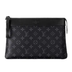 Túi Cầm Tay Nam Louis Vuitton LV Pochette Voyage Souple Monogram Eclipse M82543 Màu Đen