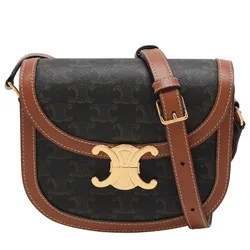 Túi Đeo Chéo Nữ Celine Brown Coated Canvas And Leather Triomphe Teen Crossbody Bag Màu Nâu Đen
