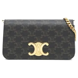 Túi Đeo Chéo Nữ Celine Brown Triomphe Coated Canvas Multi Pochette Dark Brown Màu Nâu Đen