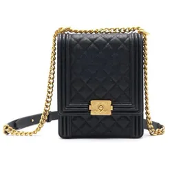 Túi Đeo Chéo Nữ Chanel Grained Calfskin Boy Chanel Handbag Màu Đen