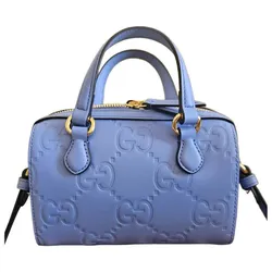 Túi Đeo Chéo Nữ Gucci Boston Leather Handbag Màu Xanh Blue