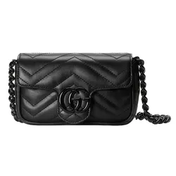 Túi Đeo Chéo Nữ Gucci GG Marmont Super Mini Bag Black 476433-AABZK-1000 Màu Đen