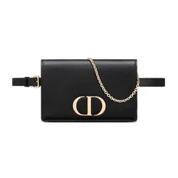 Túi Đeo Hông Nữ Dior 30 Montaigne 2in1 Clutch Black Grained Calfskin Màu Đen