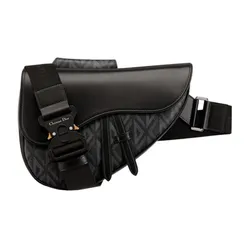 Túi Đeo Vai Nam Dior Saddle CD Diamond Canvas Grained Calfskin Black Màu Đen