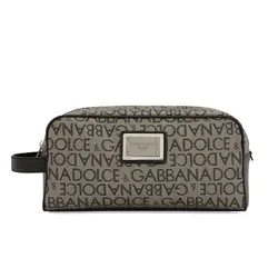 Túi Cầm Tay Nam Dolce & Gabbana D&G Coated Jacquard Toiletry Bag Màu Be