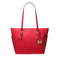 Túi Tote Nữ Michael Kors MK Charlotte Large Saffiano Leather Top Zip Tote Bag 35T0GCFT7L Màu Đỏ