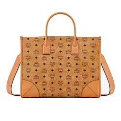 Túi Tote Unisex MCM Aren Large Tote Bag In Visetos Leather Màu Nâu