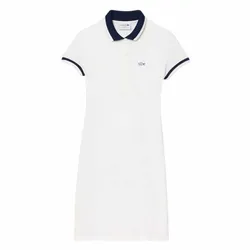 Váy Polo Nữ Lacoste Wide Rib Knit Collar Dress EF7284 10 EV0 Màu Trắng Size 34 (Form Ấu)