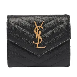 Ví Nữ Yves Saint Laurent YSL Matelasse' Cassandre Compact Tri-Fold Wallet Màu Đen 