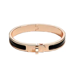 Vòng Đeo Tay Nữ Hermès Mini Clic Kelly Bracelet Black Màu Vàng Hồng Phối Đen