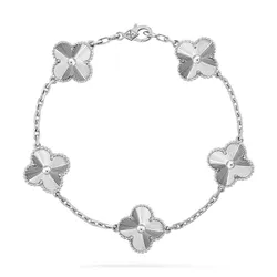 Vòng Đeo Tay Nữ Van Cleef & Arpels Vintage Alhambra Bracelet, 5 Motifs VCARP9XE00 Màu Bạc