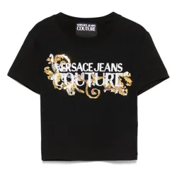 Áo Croptop Nữ Versace Barooque Crop T-Shirt 78HAHC05 CJ02C G89 Màu Đen Size XS