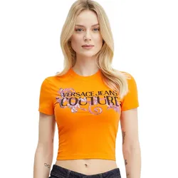 Áo Croptop Nữ Versace Jeans Couture Crop T-Shirt 78HAHC05 CJ02C 565 Màu Cam Size M