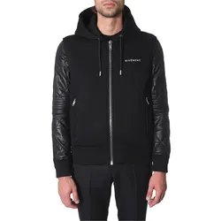 Áo Khoác Hoodie Nam Givenchy Neoprene And Leather Hooded Jacket Màu Đen Size 48