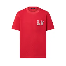 Áo Phông  Louis Vuitton LV Pique T-Shirt With Embroidered LV Patch 1AFJEB Màu Đỏ Size XS