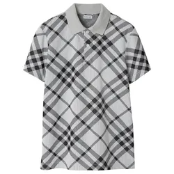 Áo Polo Nam Burberry Check Cotton Blend Polo Shirt 8089111 B9648 Màu Ghi Xám Size S