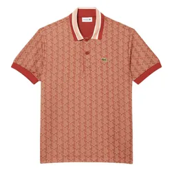 Áo Polo Nam Lacoste Classic With Contrast Collar And Monogram Jacquard DH1417 GTI Màu Nâu Size 3