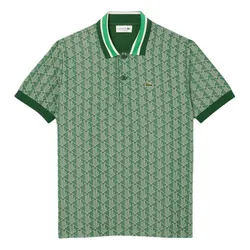 Áo Polo Nam Lacoste Classic With Contrast Collar And Monogram Jacquard DH1417 HEI Màu Xanh Lá Size 4