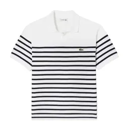 Áo Polo Nam Lacoste Men's Open Collar Marine Stripe PH3111 55GO 001 Màu Trắng/Đen Size 5
