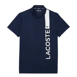 Áo Polo Nam Lacoste Ultra Dry Print Branding Tennis DH8940-00 R26 Màu Xanh Navy Size 3