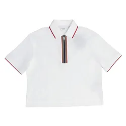 Áo Polo Nữ Burberry Hazelton Stripe In White 8084426 A1464 Màu Trắng Size XS