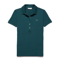 Áo Polo Nữ Lacoste Women's Slim Fit Stretch Mini Cotton Piqué Polo PF7845 Màu Xanh Size 36