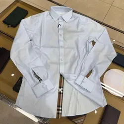 Áo Sơ Mi Dài tay Nam Burberry Shirt Màu Xanh Nhạt Size S