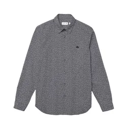 Áo Sơ Mi Nam Lacoste Pattern Cotton Poplin Shirt CH2903 EZ6 Màu Đen Size 38