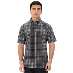 Áo Sơ Mi Nam Burberry Check Short-Sleeve Shirt Màu Xám Kẻ Size XS