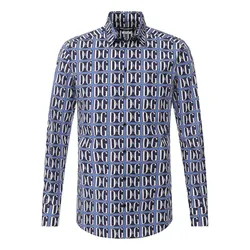 Áo Sơ Mi Nam Dolce & Gabbana D&G Cotton Shirt G5EJ0T HS5DD Màu Xanh Blue Size 37