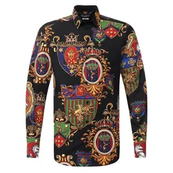 Áo Sơ Mi Nam Dolce & Gabbana D&G Shirt G5EJ1T HS5EX Màu Đen Hoạ Tiết Size 37
