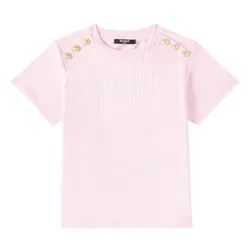 Áo Thun Nữ Balmain Kids Logo Cotton Jersey T-Shirts BW8A21 Z0116 Màu Hồng Size 12Y