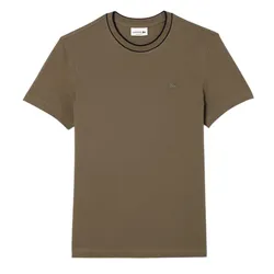 Áo Thun Nam Lacoste Lined Rib Neck Pique Tshirt TH1004 316 Màu Nâu Size 3