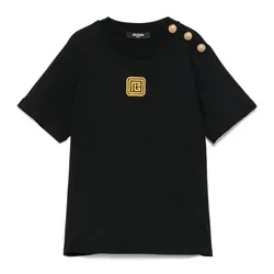 Áo Thun Nữ Balmain Kids Black Embroidered Logo T-Shirt BW8P61 Z1751 930OR Màu Đen Size 13Y