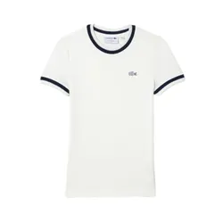 Áo Thun Nữ Lacoste Slim Fit Tipping TF7221 54G EV0 Tshrit Màu Trắng Size 34