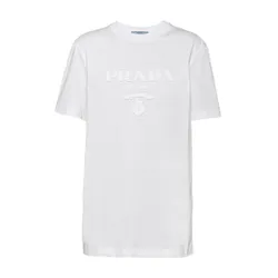 Áo Thun Prada Embroidered Jersey T-Shirt 35838R 124R F0009 Màu Trắng Size XS