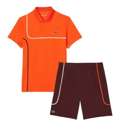 Bộ Quần Áo Cộc Tay Nam Lacoste Men's Tennis DH7362 FHR/ GH7460 BZD Màu Cam/Đỏ