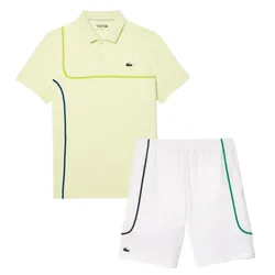 Bộ Quần Áo Cộc Tay Nam Lacoste Men's Tennis DH7362 PSN / GH7460 001 Màu Vàng/Trắng