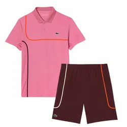 Bộ Quần Áo Cộc Tay Nam Lacoste Men's Tennis DH7362 UI4/GH7460 BZD Màu Hồng/Đỏ