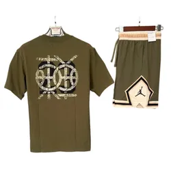 Bộ Quần Áo Cộc Tay Nike Jordan Dongdan Màu Xanh Olive Size M (Form Âu)