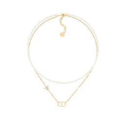 Dây Chuyền Nữ Dior Necklace Small CD Necklace Gold N3116WOMCY D03S Màu Trắng Vàng