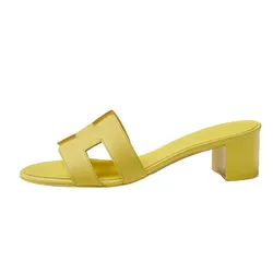 Dép Cao Gót Nữ Hermès HM Oasis Sandal Yellow Màu Vàng Size 37