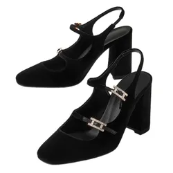 Dép Cao Gót Nữ Hermès Jackie 90 Pump H242043ZV02365 Màu Đen Size 36
